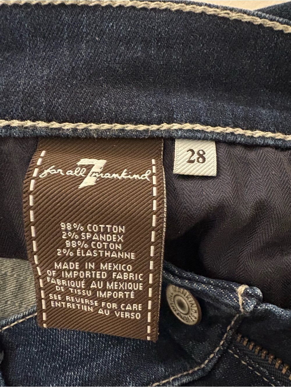 7 For All Mankind Dark Blue Denim Jeans - Picture 3 of 7